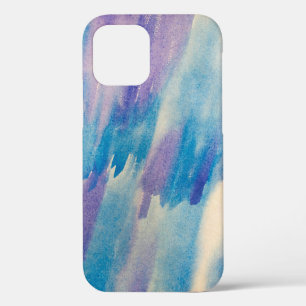Coque iPhone 12 Bleu abstrait fond abstrait, aqua, art, art
