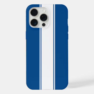 Bleu avec rayure de course blanche