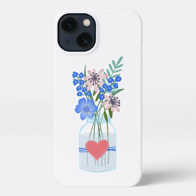 Coque iPhone Bleu Dusty Ceinturon Masons Jar (Verso)