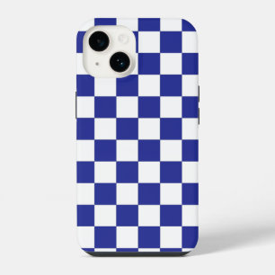 Coque Pour iPhone 14 Bleu et blanc à carreaux