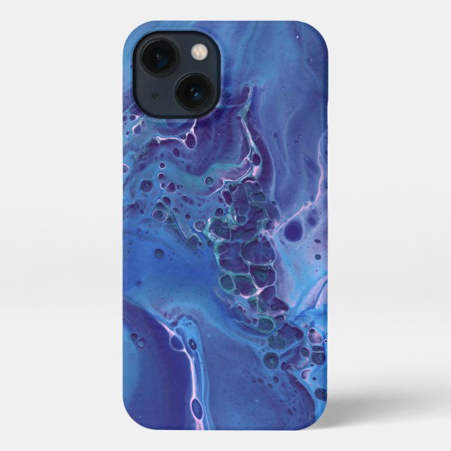 Coque iPhone Bleu et marbre rose Résumé (Verso)