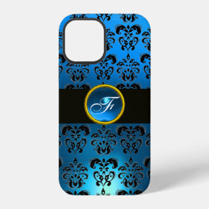 COQUE iPhone 12 BLEU NOIR DAMAS GEMME MONOGRAMME