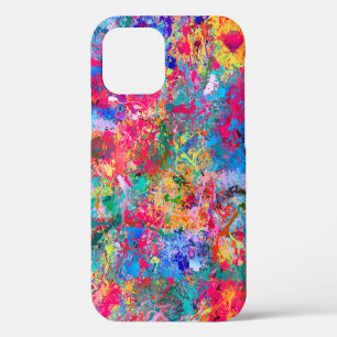 Coque iPhone 12 Bleu Rouge Jaune Vert Rose Sarcelle Éclaboussure A