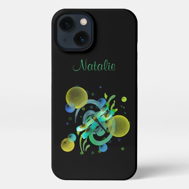 Coque iPhone Bleu vert Dragonfly (Verso)