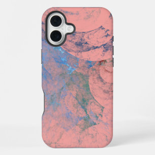 Coque iPhone 16 Plus Bleu vert et rose abstraits