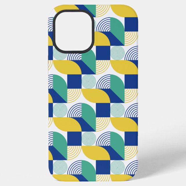 Coque iPhone Bleu Vert Jaune Motif Géométrique Abstrait (Verso)