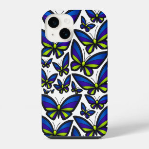 Coque Pour iPhone 14 Bleu Violet Vert Ailes Maintenant
