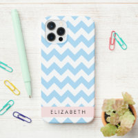 Bleu Zigzag, Bleu Chevron, Vague Motif, Votre Nom