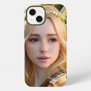 Etui iPhone 13 Blonde belle Muse Jouer une harpe