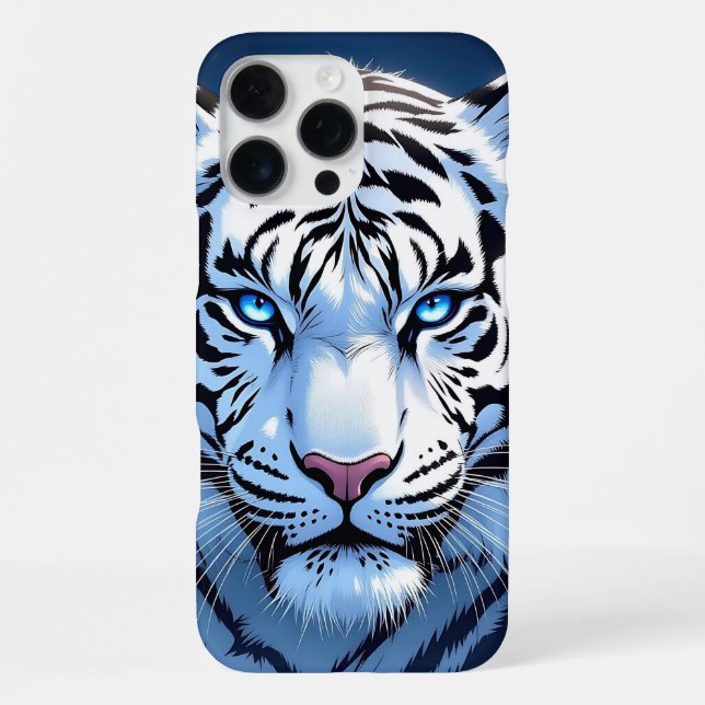 Coque iPhone Blue eyed White Tiger Ai Art (Verso)
