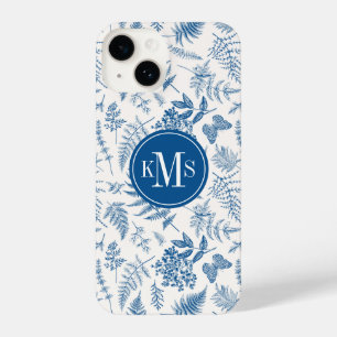 Coque Pour iPhone 14 Blue Garden Butterfly & Floral Garden Motif
