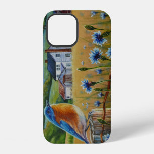 Coque iPhone 12 Bluebird Cornflowers Summer Farm Waterart