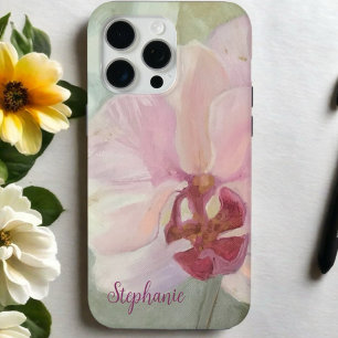 Blush floral rose monogramme argenté girly orchidé