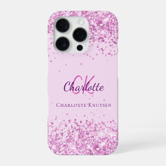 Coque iPhone Blush rose monogramme de nom (Verso)