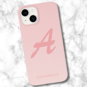 Coque Pour iPhone 14 Blush Rose Nom Monogramme Personnalisé