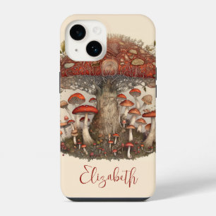Coque Pour iPhone 14 Boho Magical Red Spotted Champhroom