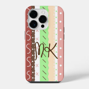Coque Pour iPhone 14 Plus Boho marron, bordeaux, vert et mauve capricieux 