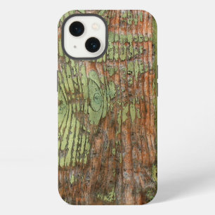 Etui iPhone 13 Bois de grange vert usé et patiné