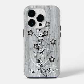 Coque Pour iPhone 14 Plus Bois moderne élégant - fleurs - bois
