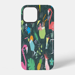 Coque iPhone 12 Boissons Oiseaux Tropicaux : Sans couture vibrant.