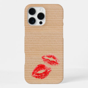 Coque iPhone 16 Pro Max Boîte de carton amusant Texture Rouge Lipstick Kis