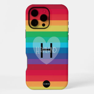 Coque iPhone 16 Pro Max Boîtier de téléphone avec coeur et nom HAMbWG