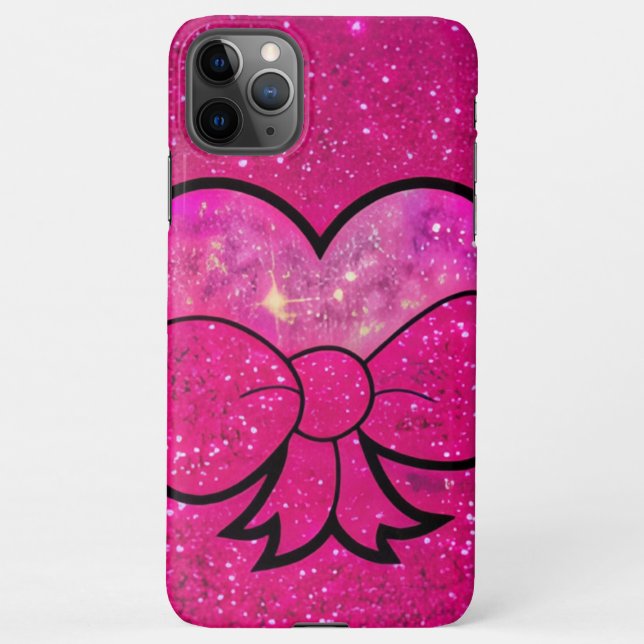 Coque iPhone boîtier de téléphone girly rose / coeur éblouissan (Dos)
