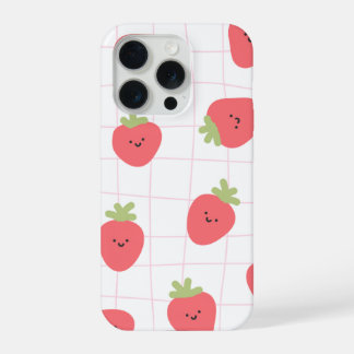 Boîtier fraise mignon pour iPhone 15 Pro