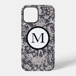 Coque iPhone 12 Boîtier iPhone 12 MOTIF DENTELLE ANTIQUE INITIALE