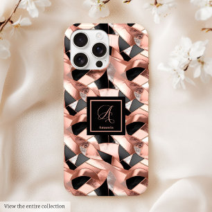 Boîtier iPhone 13 Rose Gold Noir Moderne Luxe Pers
