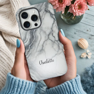 Boîtier iPhone personnalisé en marbre gris