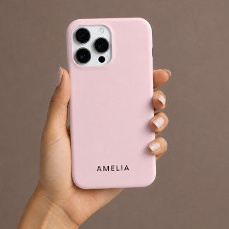 Coque iPhone 16 Pro Boîtier iPhone Rose Pastel Nom Personnalisé