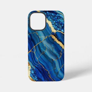 Coque iPhone 12 Mini Boîtier robuste en marbre d'agate bleue pour iPhon