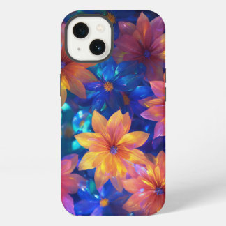 Etui iPhone 13 boîtier téléphonique de fleurs holographiques