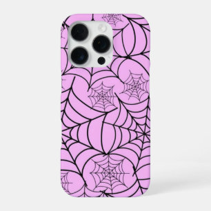 Coque iPhone 16 Pro Boîtier téléphonique d'Halloween Web Pink Spider
