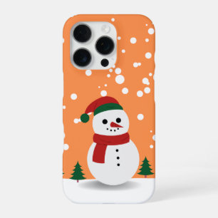 Coque iPhone 16 Pro Bonhomme de neige festif dans un pays des merveill