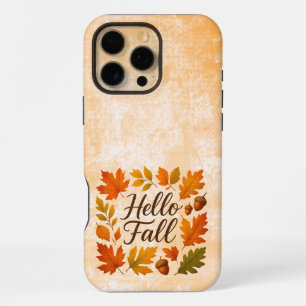Coque iPhone 16 Pro Max Bonjour feuilles d'automne et glands