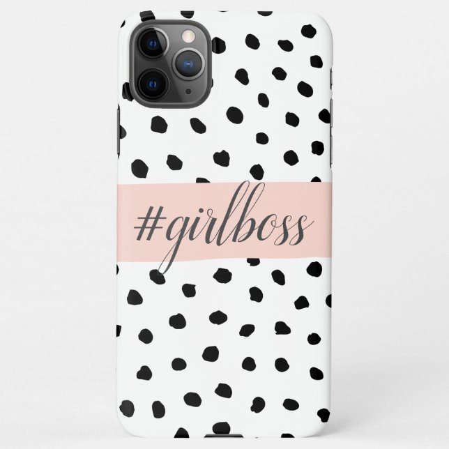 Coque iPhone Boss et points noirs Pastel Rose moderne (Dos)