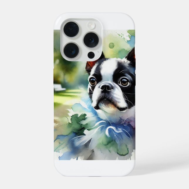 Coque iPhone Boston Terrier 251024AREF109 - Watercolor (Verso)