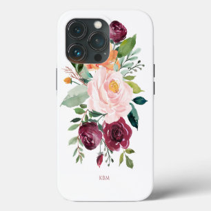 Etui iPhone 13 Pro Botanique Aquarelle Rustique avec Monogramme