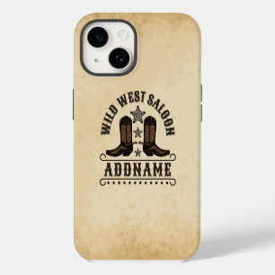 Coque Pour iPhone 14 Bottes de cowboy occidentales AJOUTER NOM Éperons