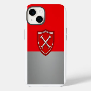 Coque Pour iPhone 14 Bouclier avec sur fond Crimson et Silver Grey