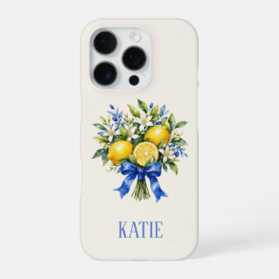 Coque iPhone 16 Pro Bouquet de citron bleu méditerranéen
