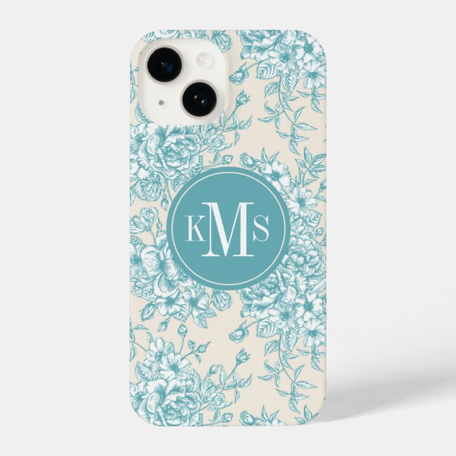 Coque iPhone Bouquet Rose bleu Jardin Motif Floral (Verso)