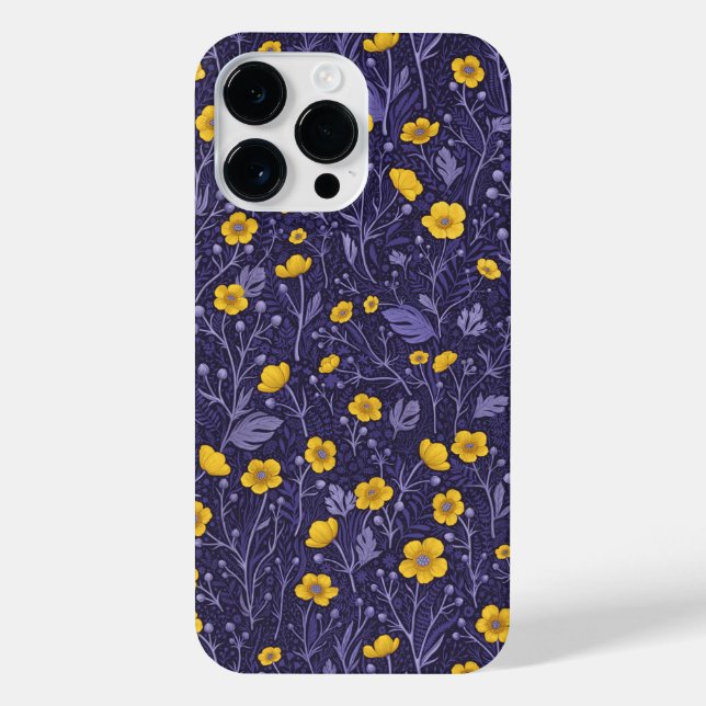 Coque iPhone Boutons jaunes et violets (Verso)