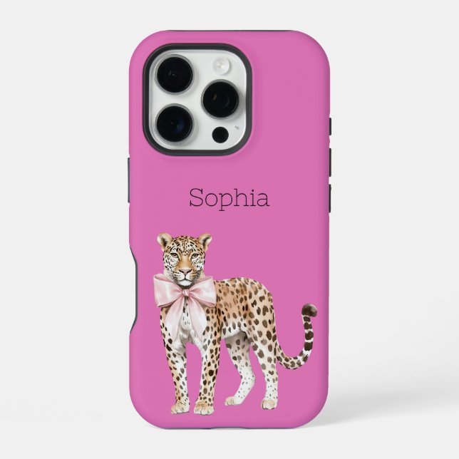 Coque iPhone Bow léopard rose (Verso)