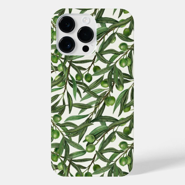 Coque iPhone Branches d'olive sur blanc (Verso)