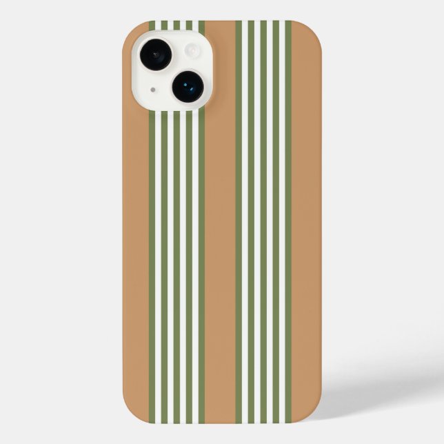 Coque iPhone Brayures vert olive et blanc motif avec bronze (Verso)