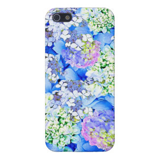 Coque iphone brillant d'hortensia bleu
