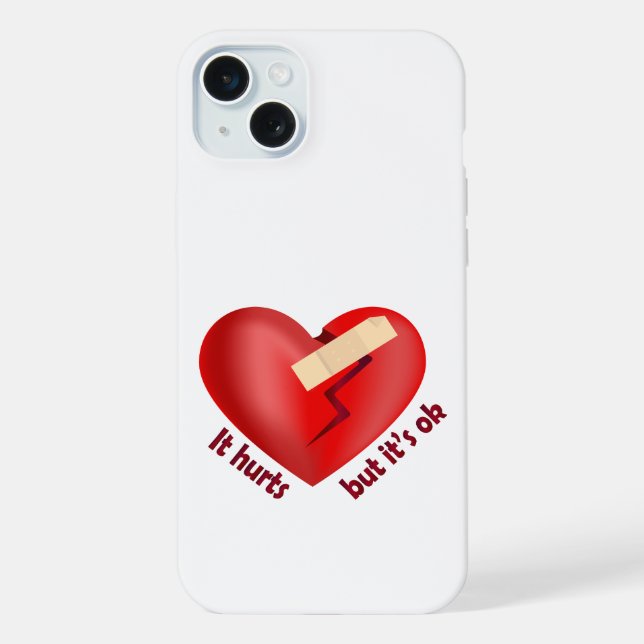 Coque iPhone Broken heart healed with patch and life quote (Verso)